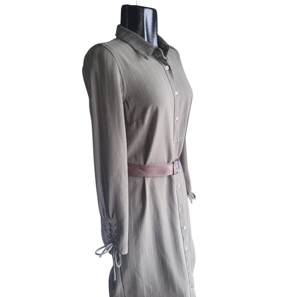 Anthropology Current Air Olive Green Button Front Dress - Picture 4 of 8